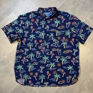 Chubbies Friday Shirt Neon Lights XXL Navy Popover Tropical Stretch EUC